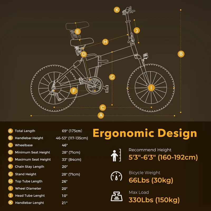 Cycrown Knight Fat Tire folding electric bike-Max Speed 32KPH, Range 77KM