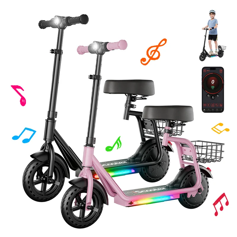iScooter iK7 2-in-1 Kids Electric Scooter with Seat, Basket & App Parental Controls