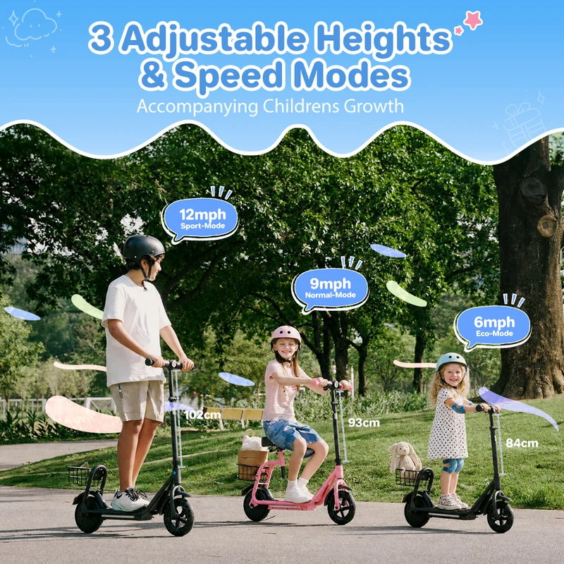 iScooter iK7 2-in-1 Kids Electric Scooter with Seat, Basket & App Parental Controls