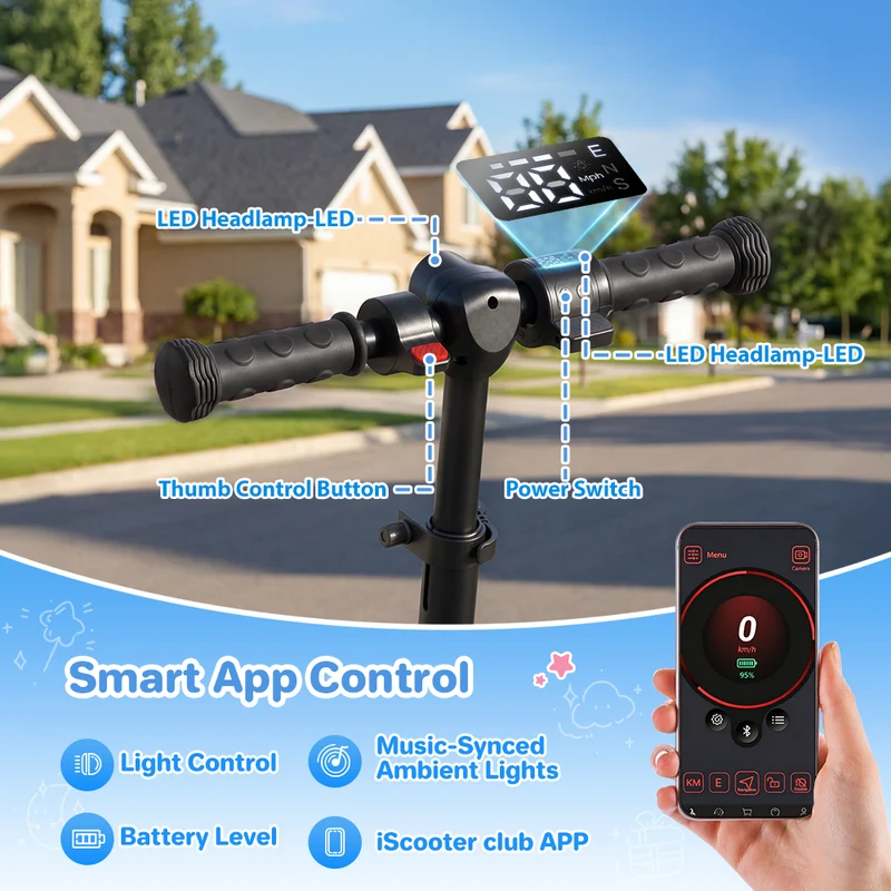 iScooter iK7 2-in-1 Kids Electric Scooter with Seat, Basket & App Parental Controls