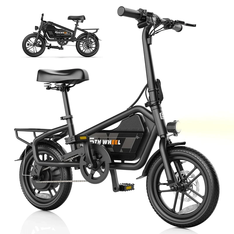 5TH WHEEL Electric Bike for Adults with 650W Peak Motor 14" Electric Bicycle, 36V 7.8Ah Battery Ebike, UL2849