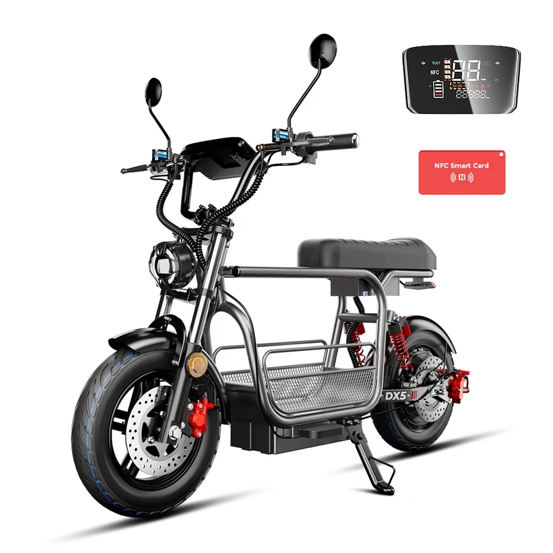 iScooter DX5 / DX5Pro Electric Scooter with Seat & Large Basket - Moped Style