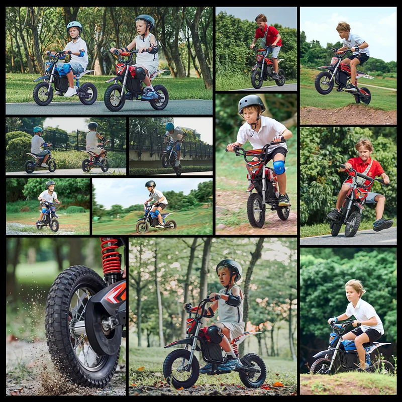 A12 Kids Electric Dirt Bike 350W Motor with Full Suspension