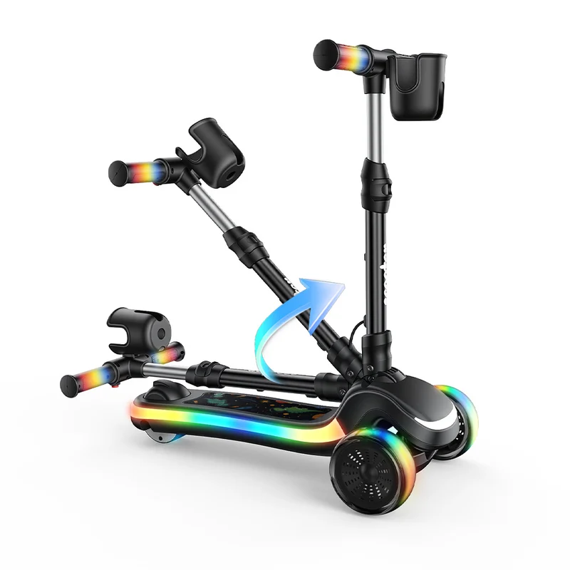 B2Pro 3-Wheel Kids' Electric Scooter with Colourful LED Lights & Foldable Design