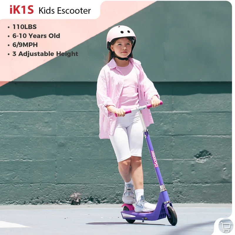 iScooter iK3Pro Electric Scooter for Kids with Colorful Lights & Height Adjustable