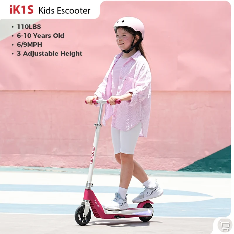 iScooter iK3Pro Electric Scooter for Kids with Colorful Lights & Height Adjustable