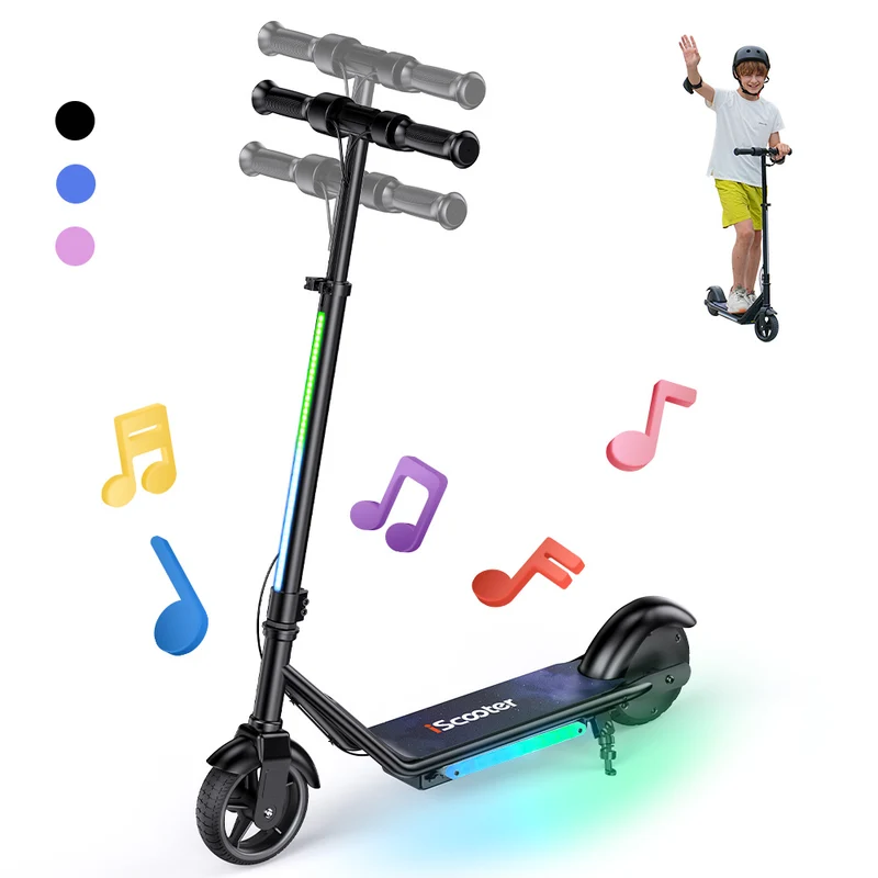 iScooter iK1S Kids Electric Scooter with Colorful Flashing Wheels & Height Adjustable