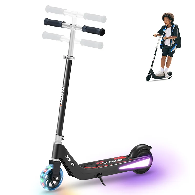 iScooter iK1S Kids Electric Scooter with Colorful Flashing Wheels & Height Adjustable