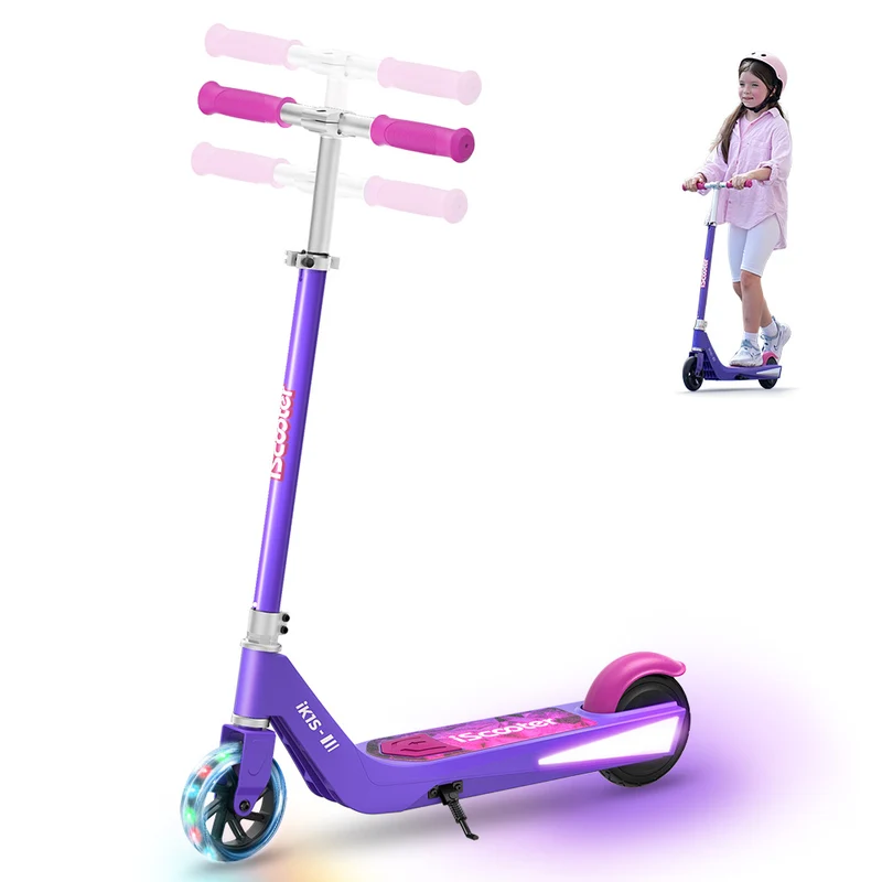iScooter iK1S Kids Electric Scooter with Colorful Flashing Wheels & Height Adjustable