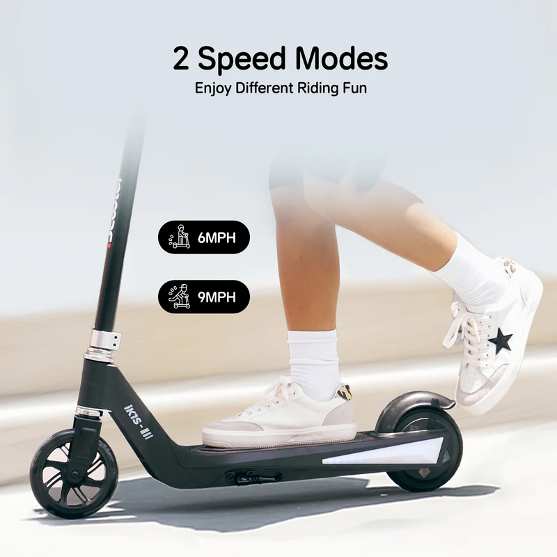 iScooter iK1S Kids Electric Scooter with Colorful Flashing Wheels & Height Adjustable