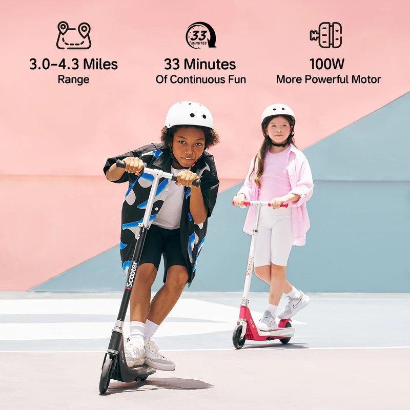 iScooter iK1S Kids Electric Scooter with Colorful Flashing Wheels & Height Adjustable