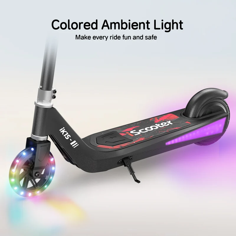 iScooter iK1S Kids Electric Scooter with Colorful Flashing Wheels & Height Adjustable