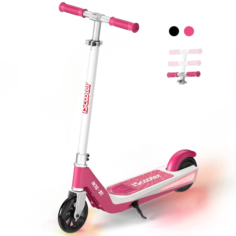 iScooter iK1S Kids Electric Scooter with Colorful Flashing Wheels & Height Adjustable