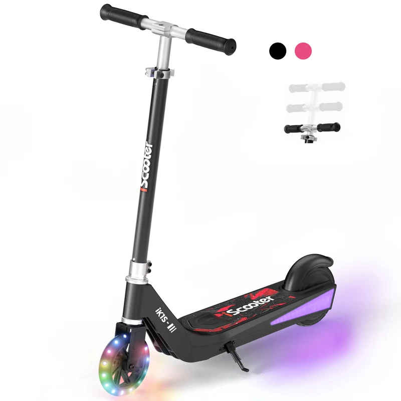 iScooter iK1S Kids Electric Scooter with Colorful Flashing Wheels & Height Adjustable