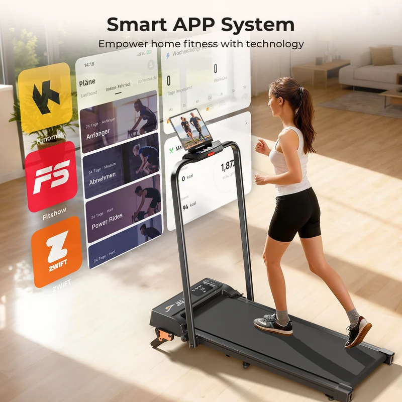 JT52 Walking Pad with Handrails Treadmill with Incline