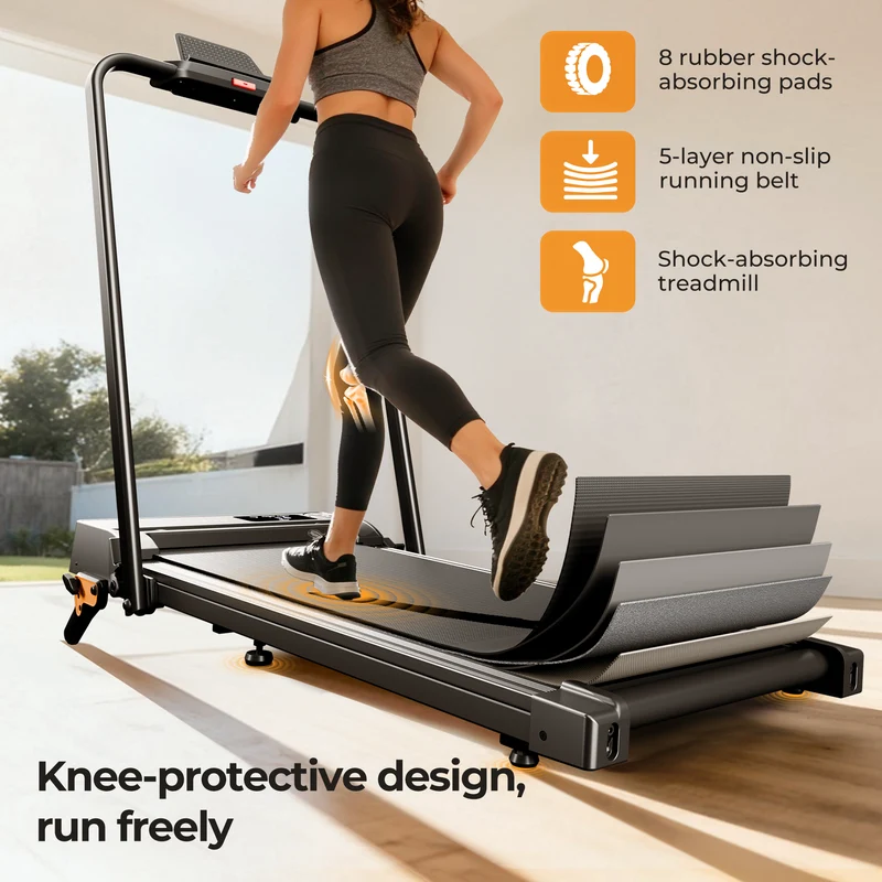JT52 Walking Pad with Handrails Treadmill with Incline