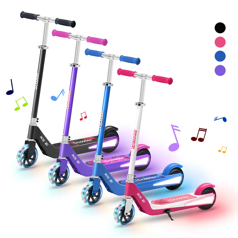 iScooter iK1S Kids Electric Scooter with Colorful Flashing Wheels & Height Adjustable