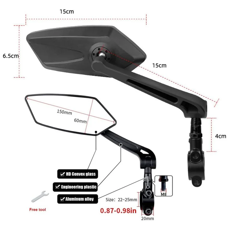 Rearview mirror for U2 or U3 Ebike