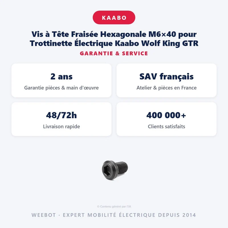 Vis à Tête Fraisée Hexagonale M6×40 pour Trottinette Électrique Kaabo Wolf King GTR