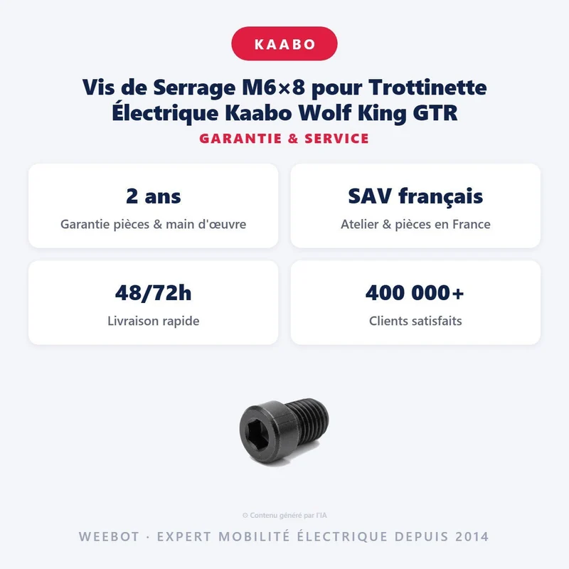 Vis de Serrage M6×8 pour Trottinette Électrique Kaabo Wolf King GTR