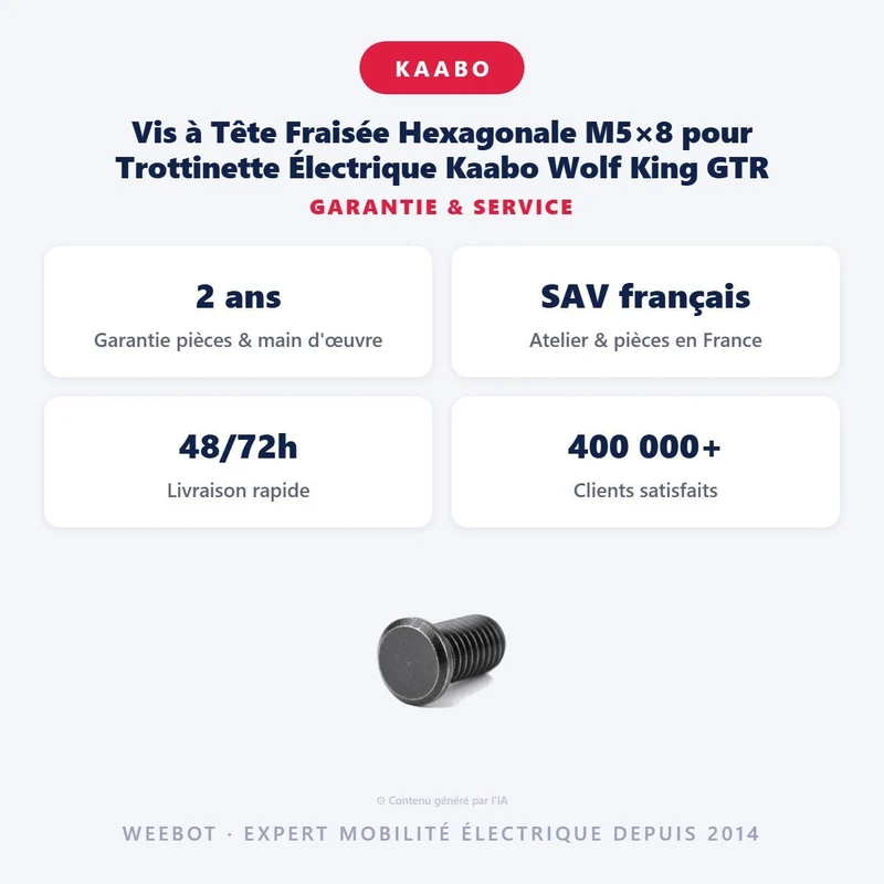 Vis à Tête Fraisée Hexagonale M5×8 pour Trottinette Électrique Kaabo Wolf King GTR