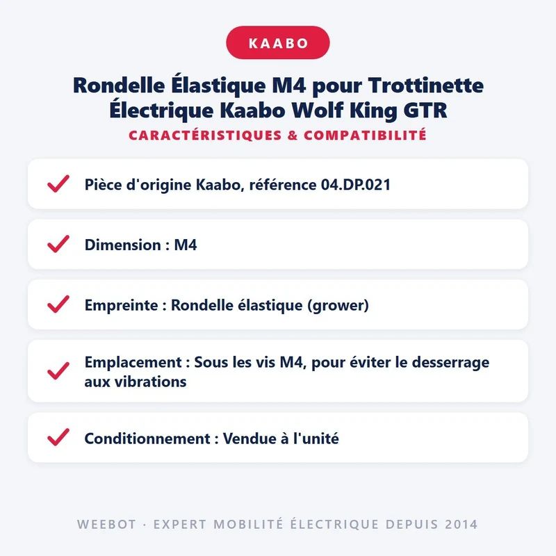Rondelle Élastique M4 pour Trottinette Électrique Kaabo Wolf King GTR
