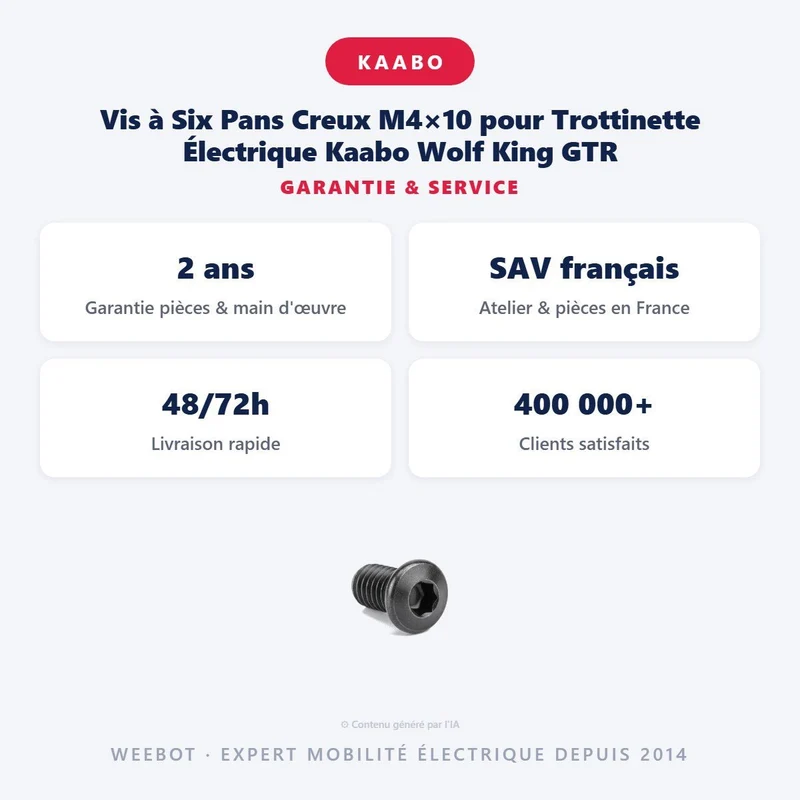 Vis à Six Pans Creux M4×10 pour Trottinette Électrique Kaabo Wolf King GTR