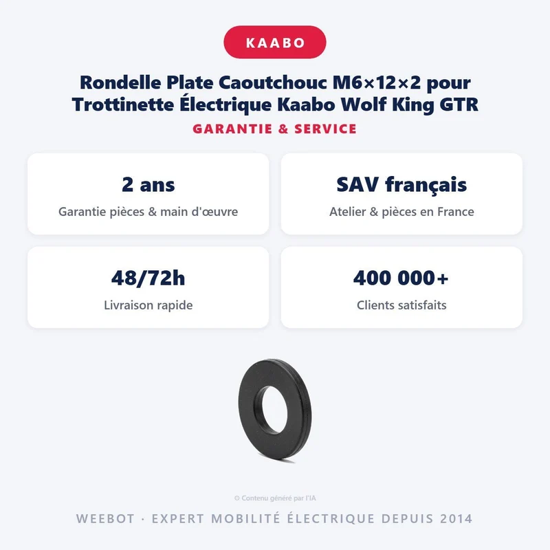 Rondelle Plate Caoutchouc M6×12×2 pour Trottinette Électrique Kaabo Wolf King GTR
