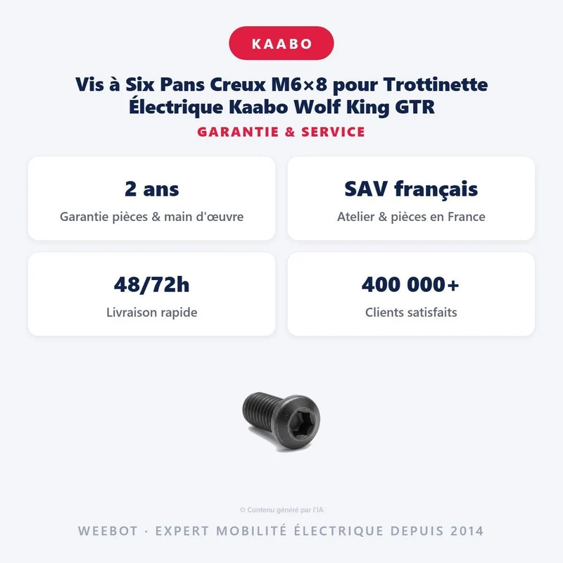 Vis à Six Pans Creux M6×8 pour Trottinette Électrique Kaabo Wolf King GTR