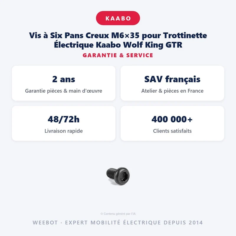 Vis à Six Pans Creux M6×35 pour Trottinette Électrique Kaabo Wolf King GTR
