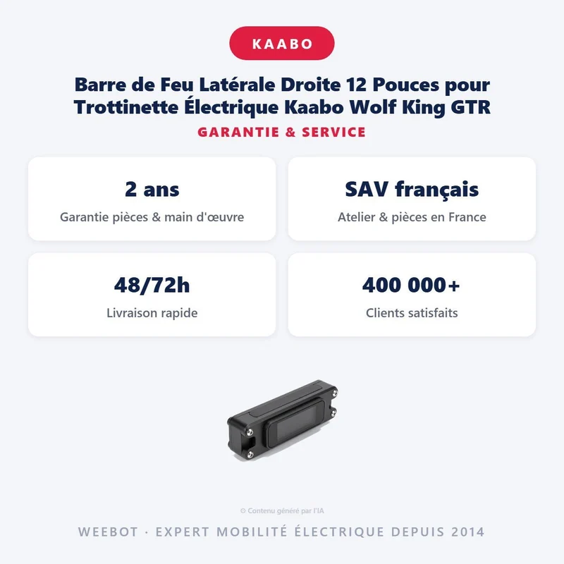 Barre de Feu Latérale Droite 12 Pouces pour Trottinette Électrique Kaabo Wolf King GTR