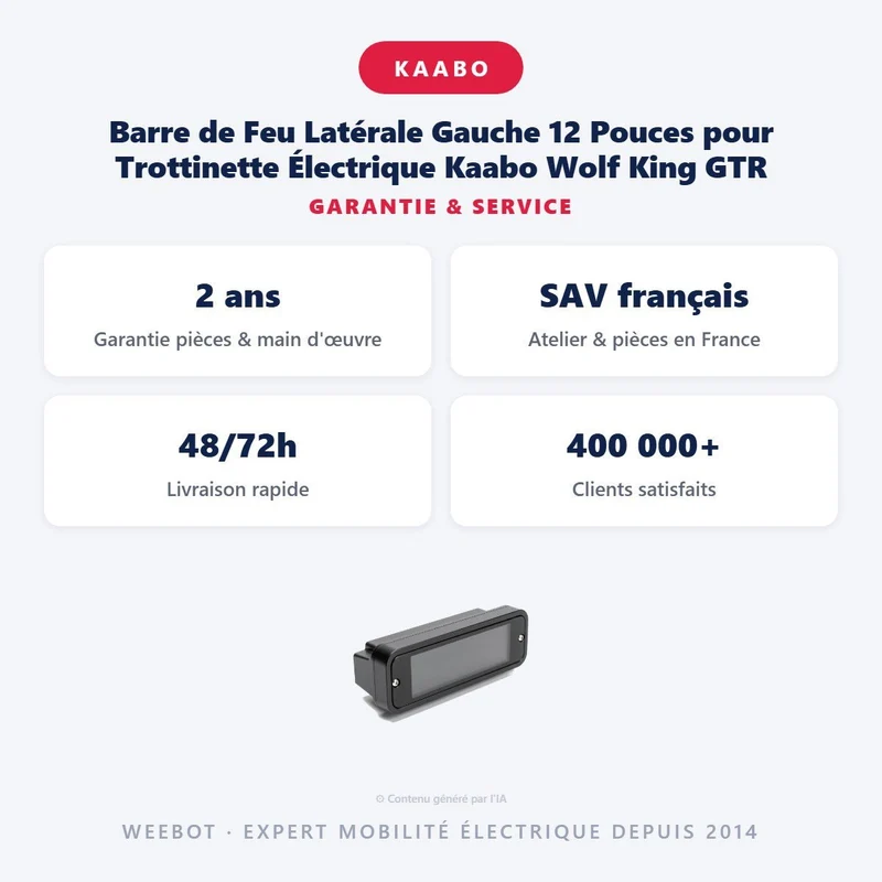Barre de Feu Latérale Gauche 12 Pouces pour Trottinette Électrique Kaabo Wolf King GTR