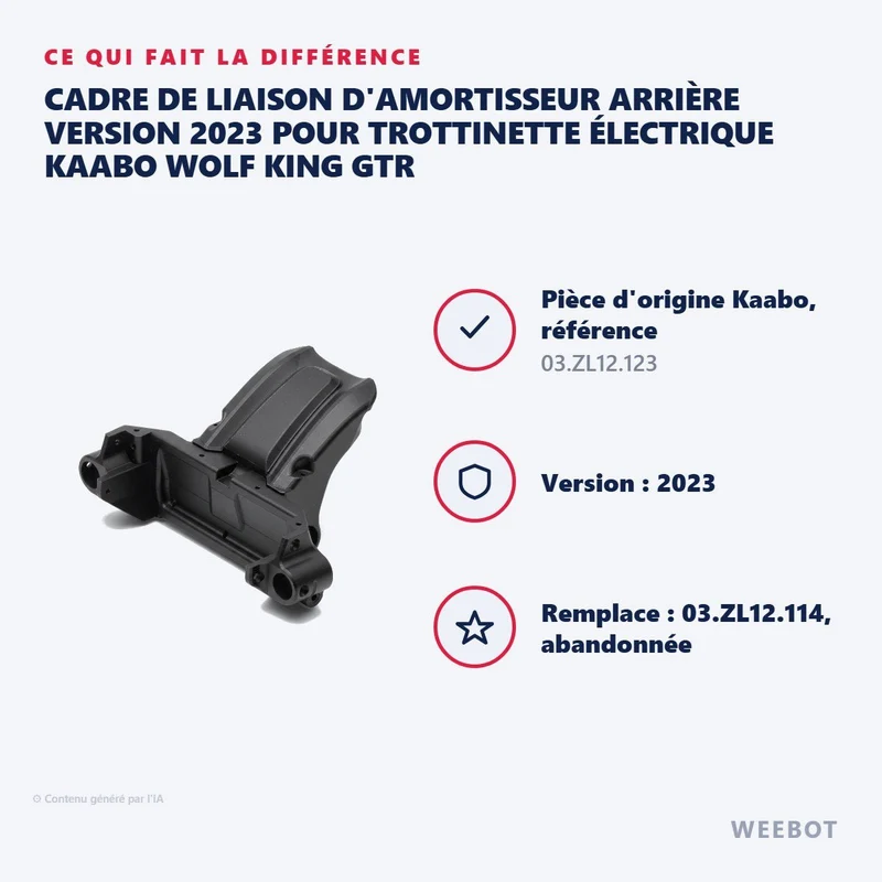 Cadre de Liaison d'Amortisseur Arrière Version 2023 pour Trottinette Électrique Kaabo Wolf King GTR