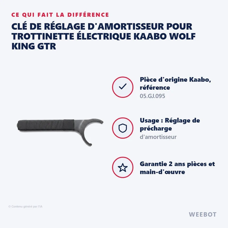 Clé de Réglage d'Amortisseur pour Trottinette Électrique Kaabo Wolf King GTR