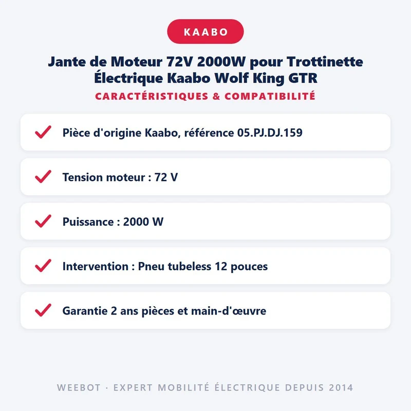 Jante de Moteur 72V 2000W pour Trottinette Électrique Kaabo Wolf King GTR