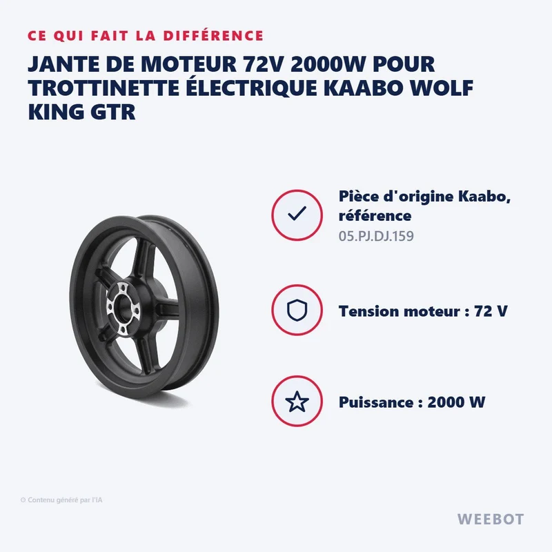 Jante de Moteur 72V 2000W pour Trottinette Électrique Kaabo Wolf King GTR