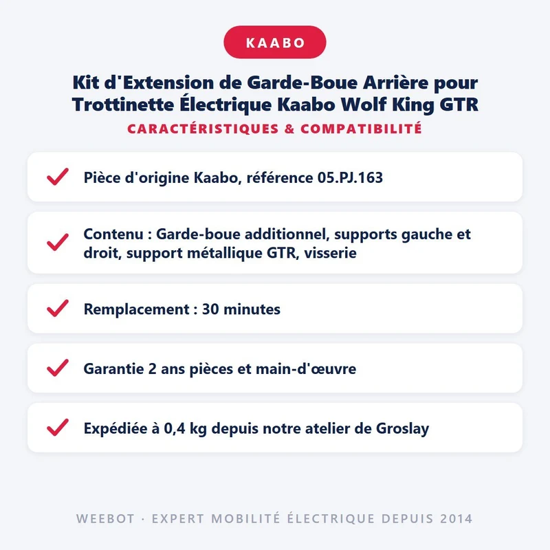 Kit d'Extension de Garde-Boue Arrière pour Trottinette Électrique Kaabo Wolf King GTR
