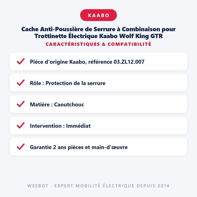 Cache Anti-Poussière de Serrure à Combinaison pour Trottinette Électrique Kaabo Wolf King GTR