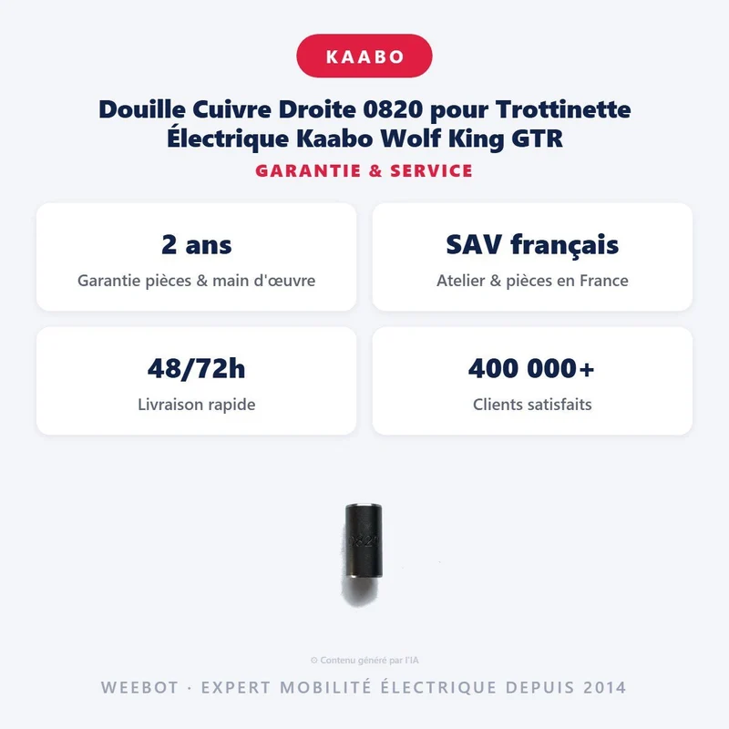 Douille Cuivre Droite 0820 pour Trottinette Électrique Kaabo Wolf King GTR