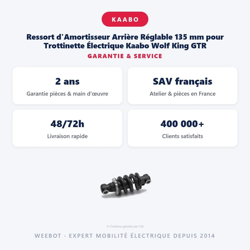 Ressort d'Amortisseur Arrière Réglable 135 mm pour Trottinette Électrique Kaabo Wolf King GTR