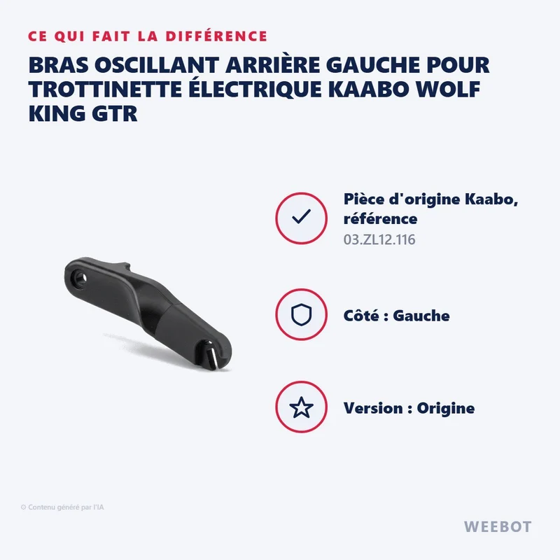 Bras Oscillant Arrière Gauche pour Trottinette Électrique Kaabo Wolf King GTR