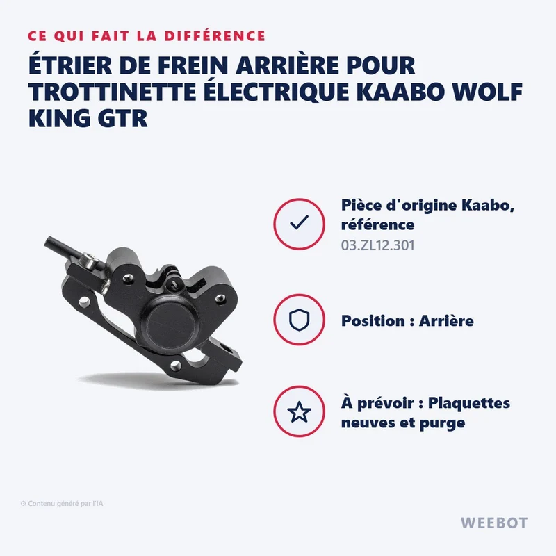 Étrier de Frein Arrière pour Trottinette Électrique Kaabo Wolf King GTR