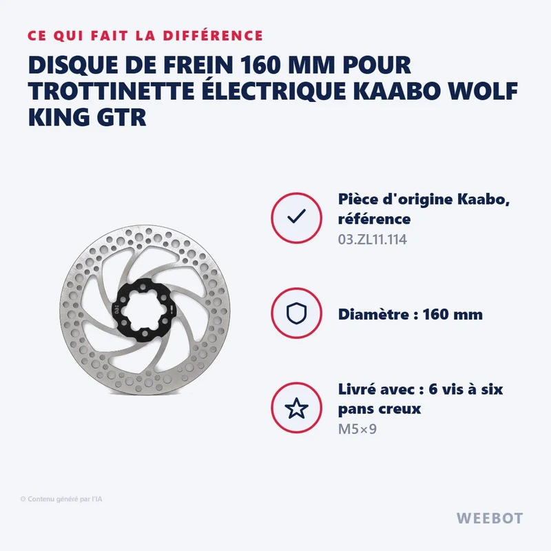 Disque de Frein 160 mm pour Trottinette Électrique Kaabo Wolf King GTR