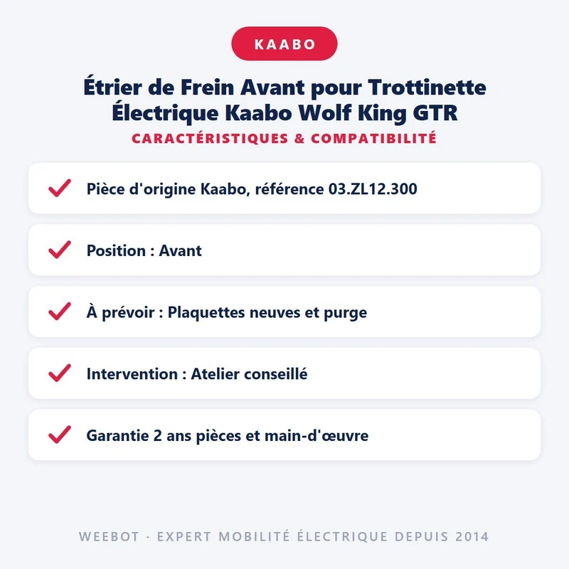 Étrier de Frein Avant pour Trottinette Électrique Kaabo Wolf King GTR