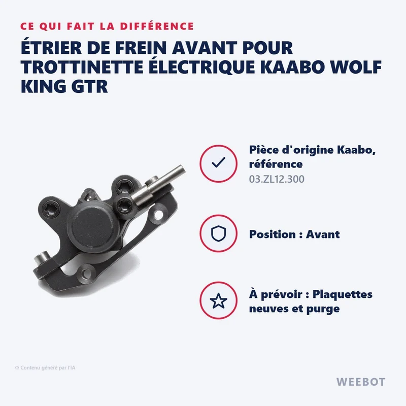 Étrier de Frein Avant pour Trottinette Électrique Kaabo Wolf King GTR