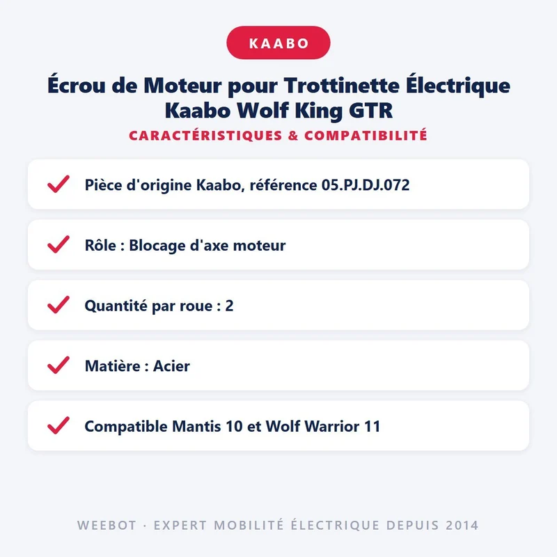 Écrou de Moteur pour Trottinette Électrique Kaabo Wolf King GTR