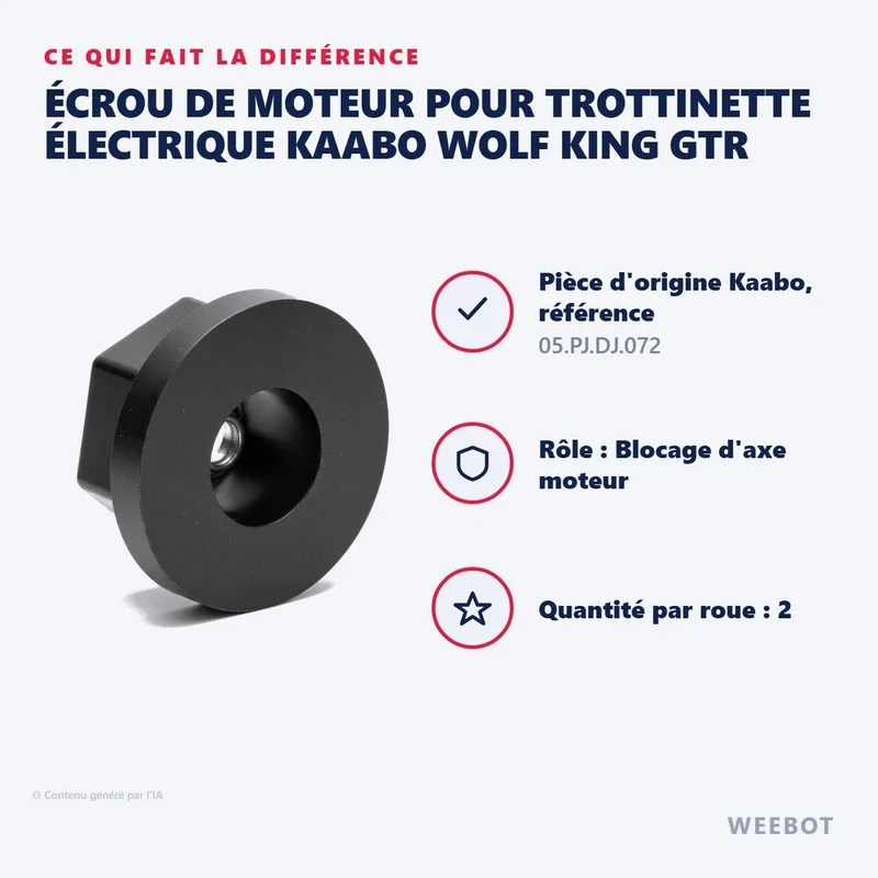 Écrou de Moteur pour Trottinette Électrique Kaabo Wolf King GTR