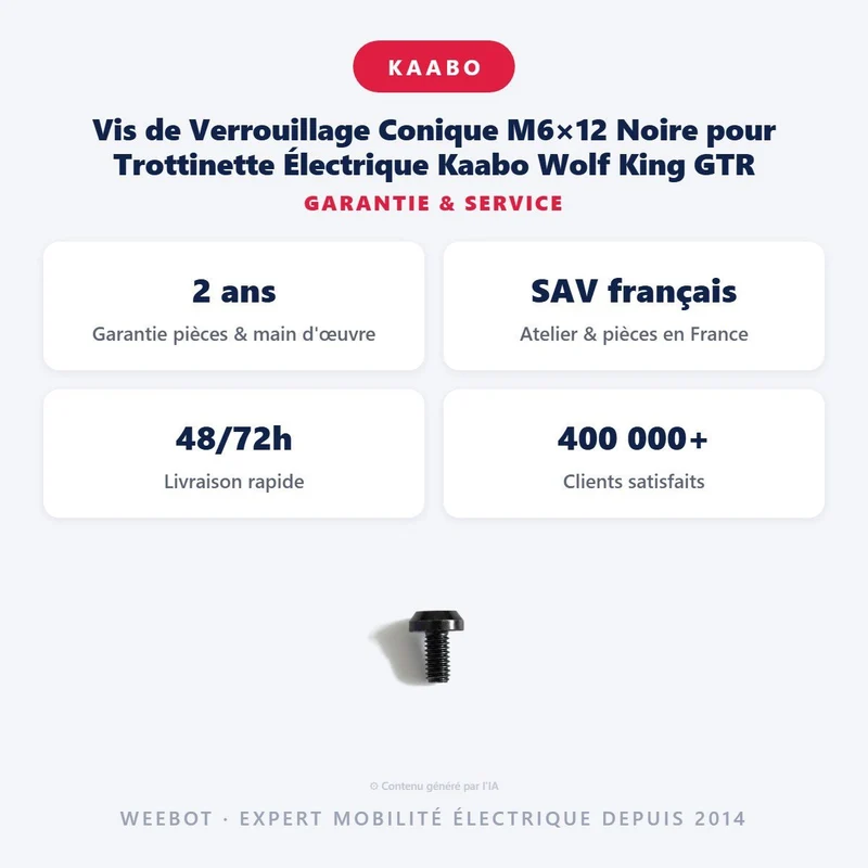 Vis de Verrouillage Conique M6×12 Noire pour Trottinette Électrique Kaabo Wolf King GTR