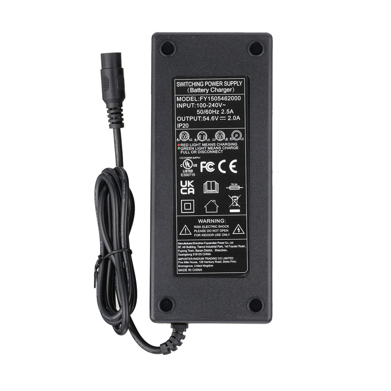 54.6V 2A UK Charger with UK Power Cable for iScooter iX5/iX6 E-Scooter