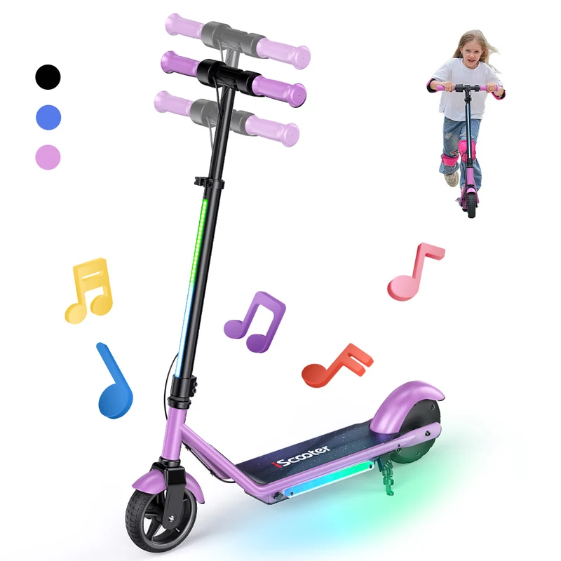iScooter iK3Pro Electric Scooter for Kids with Colorful Lights & Height Adjustable